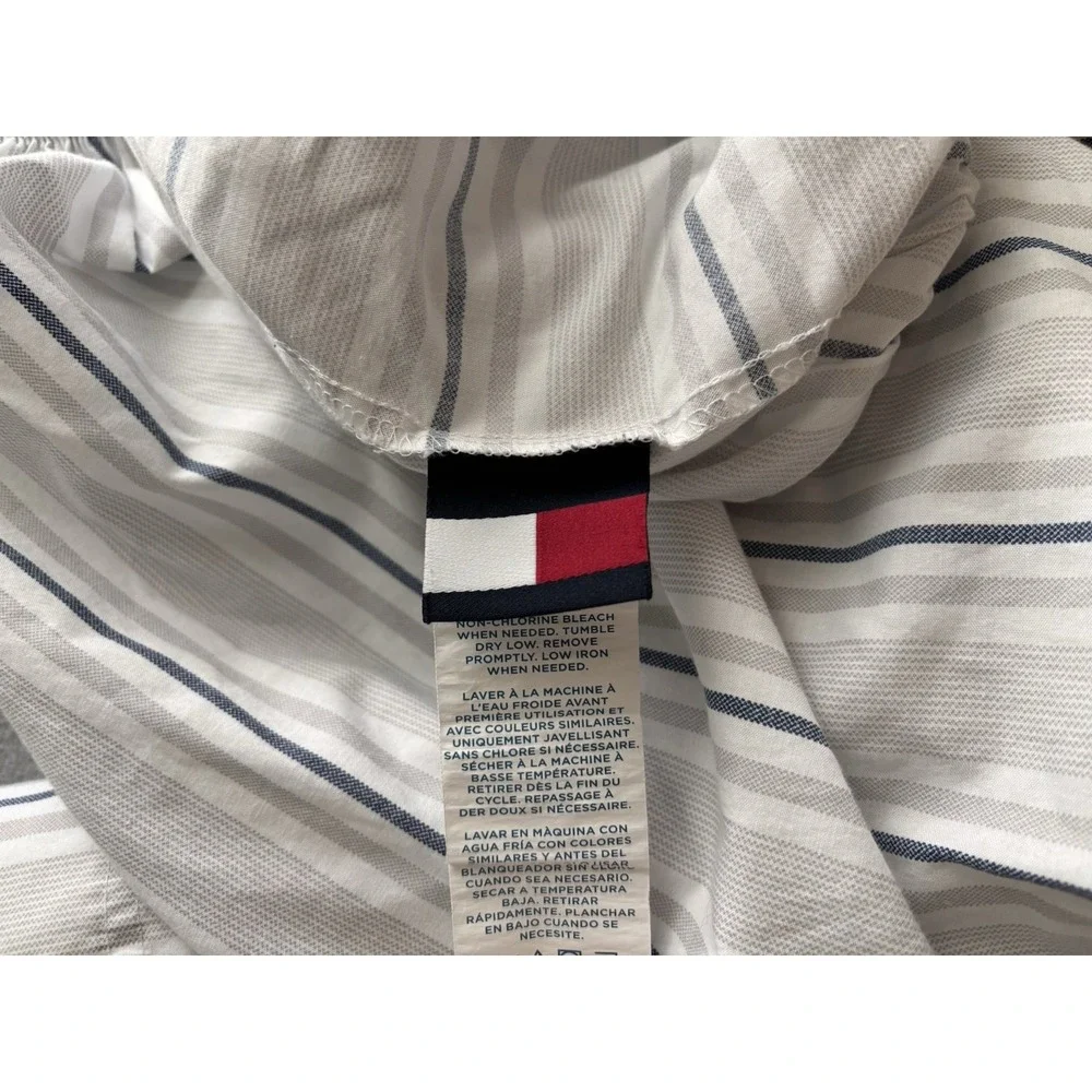 Tommy Hilfiger Blue Taupe Striped Nautical Preppy Full Size Flat & Fitted Sheets
